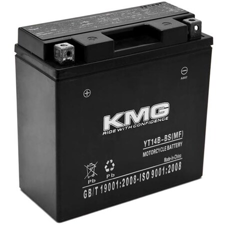 Kmg KMG YT14B-BS-1R 12V High Performance SMF OEM Replacement Sealed MaintenanceFree Battery for Powersport Motorcycle ATV Scooter Snowmobile Watercraft YT14B-BS-1R